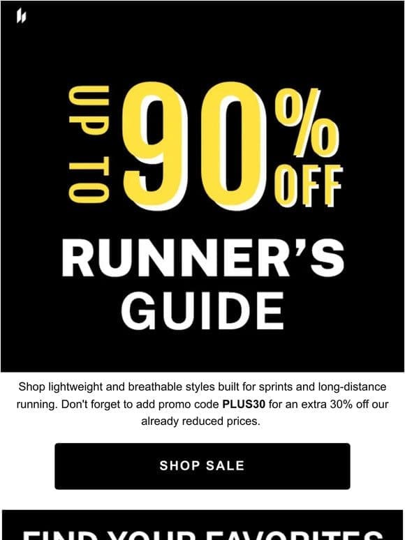 Score Up to 90% Off Runners’ Gear