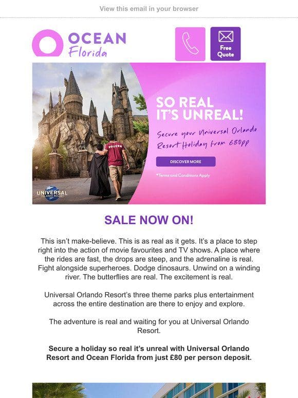 Secure Your Universal Orlando Resort Holiday from £80pp