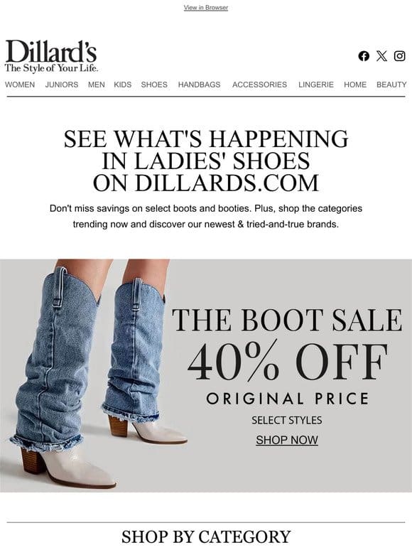 See What’s Happening in Ladies’ Shoes On Dillards.com Shoe Page