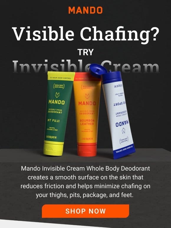Seeing red? Invisible Cream Deodorant also reduces chafing
