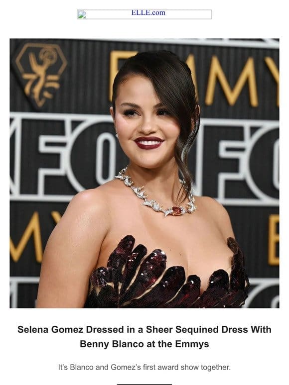 Selena Gomez Dressed in a Sheer Sequined Dress With Benny Blanco at the Emmys