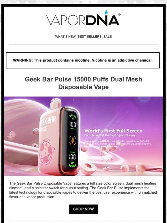 Selling Fast! Get your Geek Bar Pulse 15000 puffs now !
