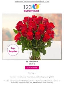 Sensationelles Rosen-Angebot: 60 Rosen für nur 36，99€!