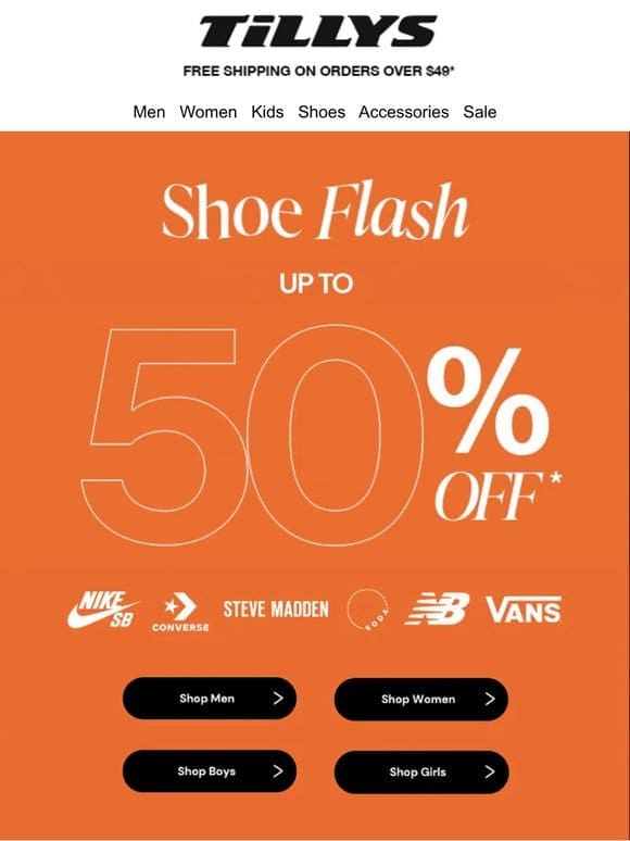 Shoe Flash Sale ⚡ Up to 50% Off