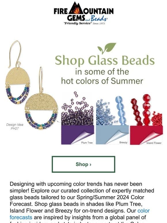 Shop Glass BEADS in Summer 2024 Color Trends