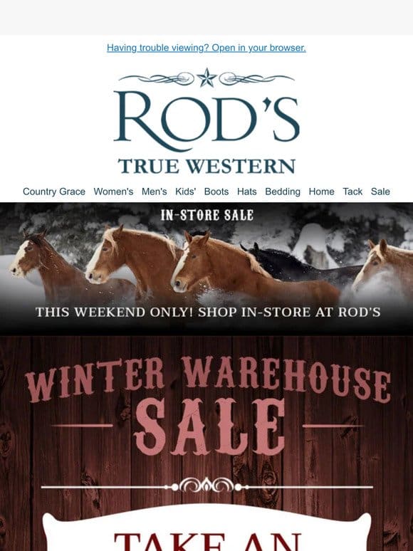 Shop In-Store With Us-30% off Sale & Clearance in our Winter Warehouse SALE!