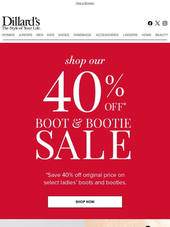 Shop Our 40% OFF Ladies’ Boot & Bootie Sale