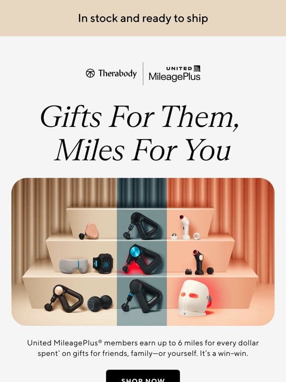 Shop Therabody， earn United MileagePlus miles!