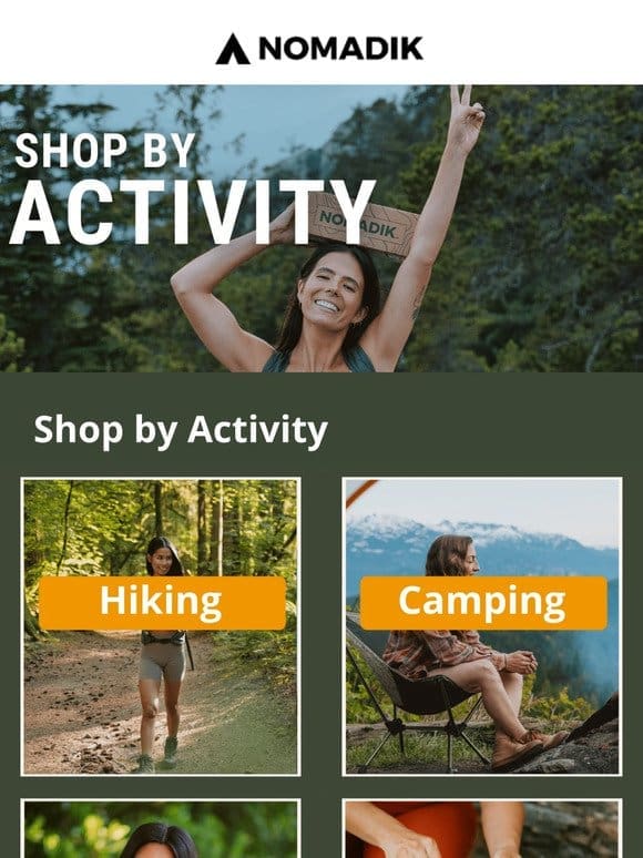 Shop by Outdoor Activity…  ️