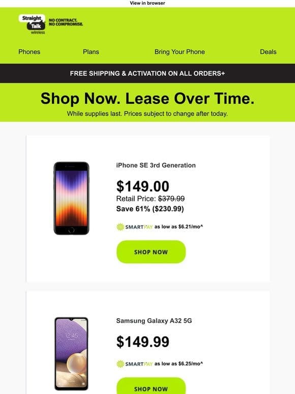 Shop for a new phone now and lease over time.