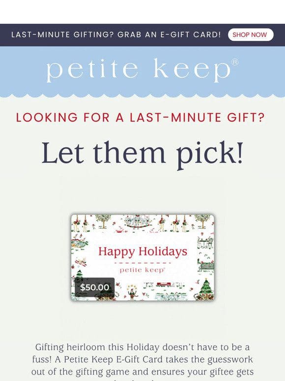 Shopping Last Minute? Grab an E-Gift Card!