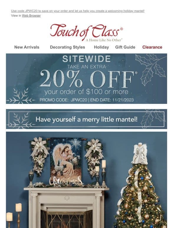 Sitewide Savings and Merry Mantels