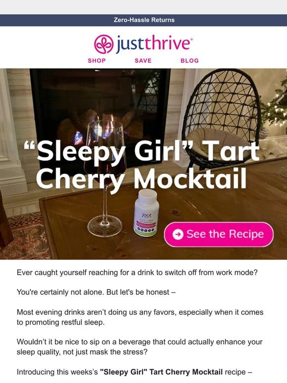 “Sleepy girl” tart cherry mocktail (recipe)