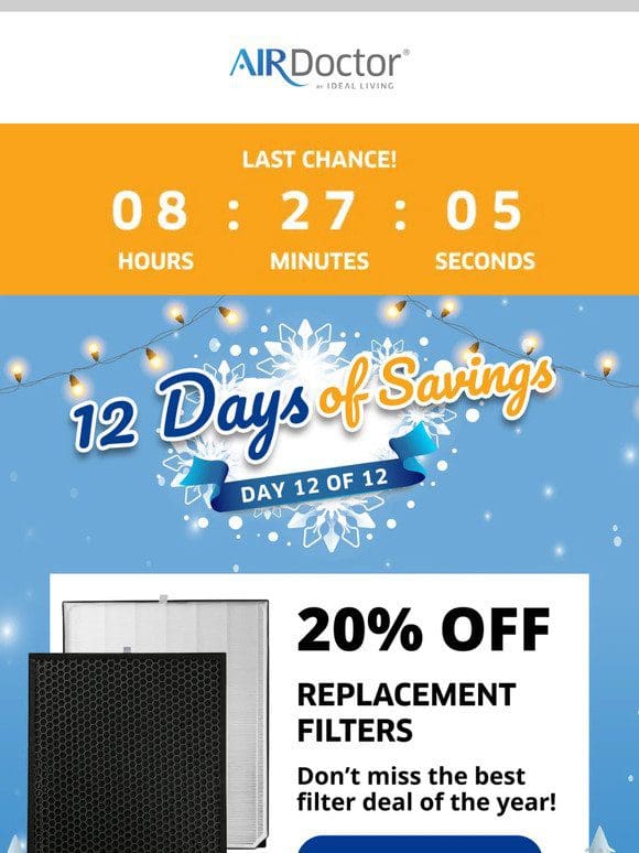 Sleigh Your Way to 20% OFF Filters & Up to $729 Savings on Purifiers