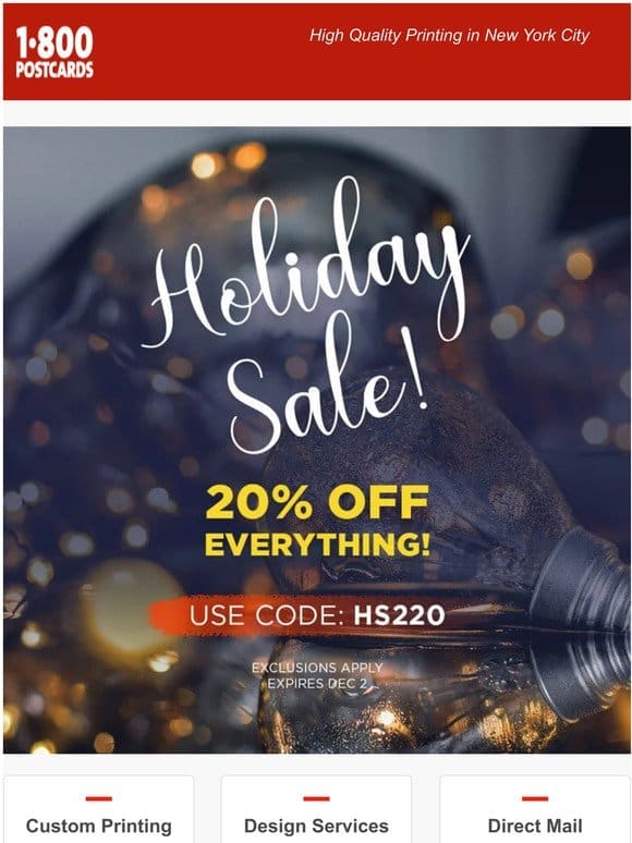 Small Business Saturday + Holiday Sale! 20% off Everything!