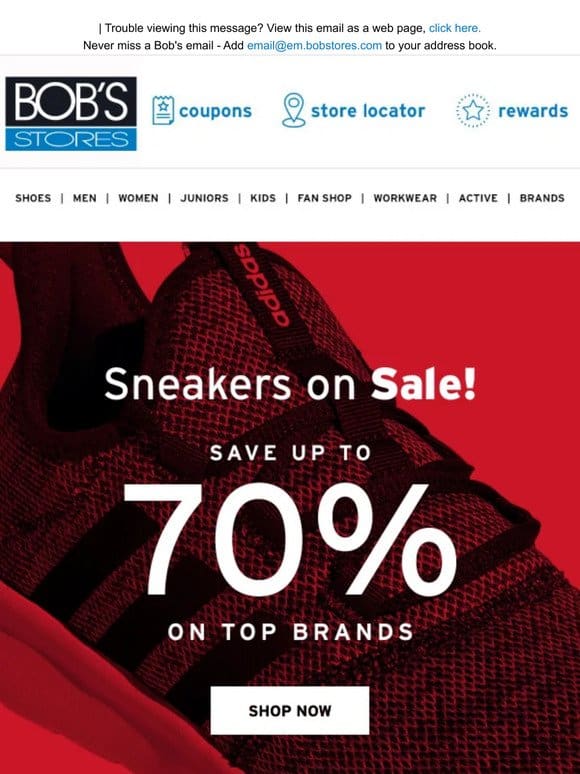 Sneakers on Sale! Save up to 70% on Top Brands