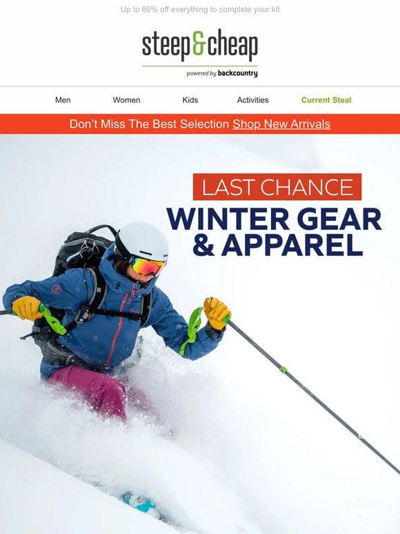 Snow gear sale ends today