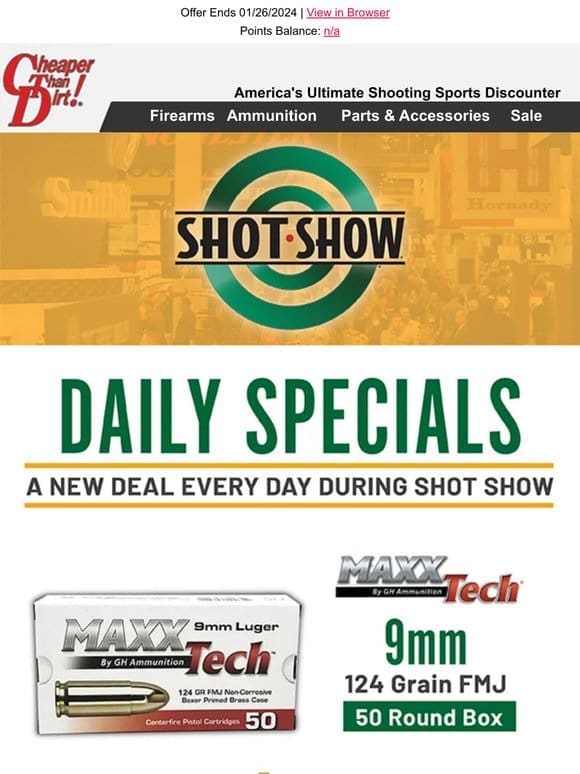 Special Pricing On This 9mm During SHOT Show Specials