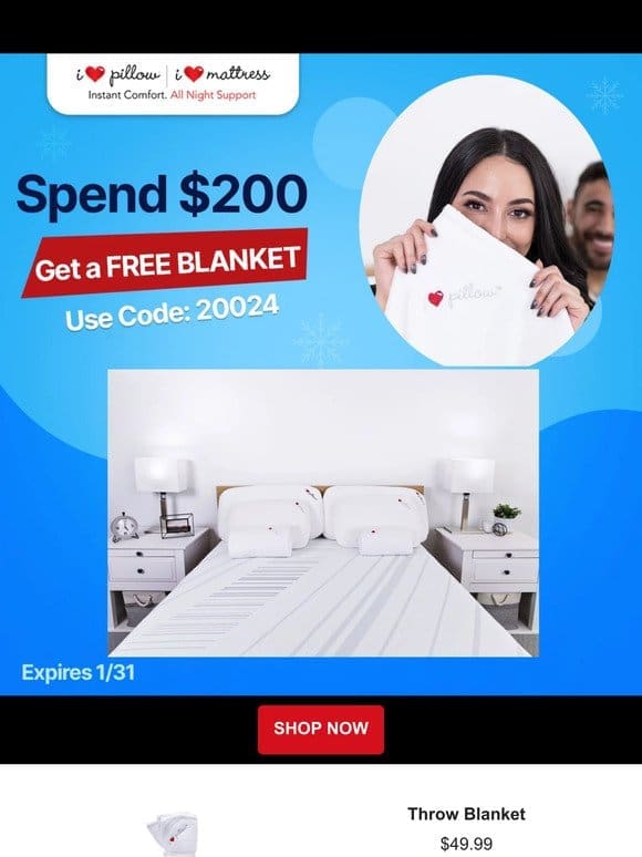 Spend $200， Get a Free Blanket!