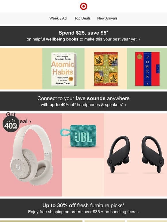 Spend $25， save $5 on wellbeing books for your January refresh.