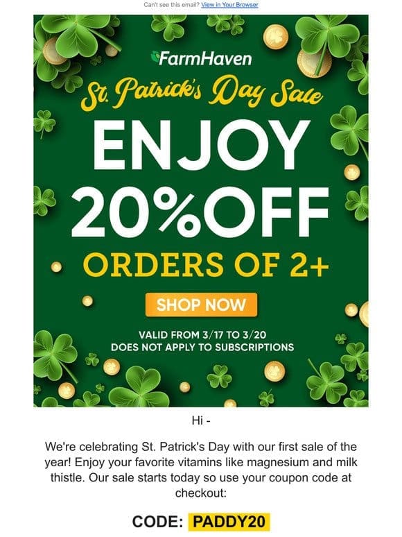 St. Patrick’s Day Sale Is HERE
