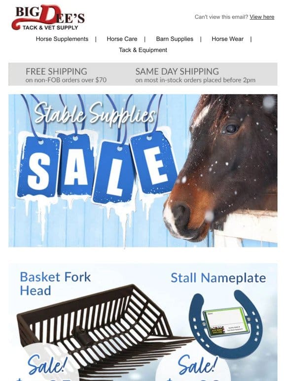 Stable Supplies + Warm Winter Apparel on SALE NOW