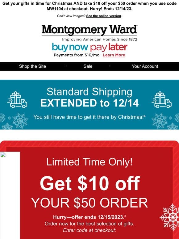 Standard Shipping Extended AND Great SAVINGS!!