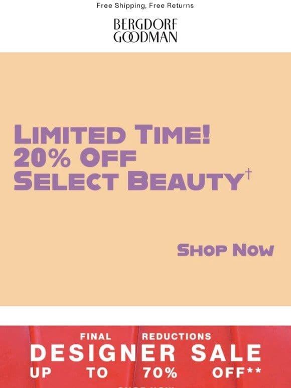 Starts Today – 20% OFF Select Beauty