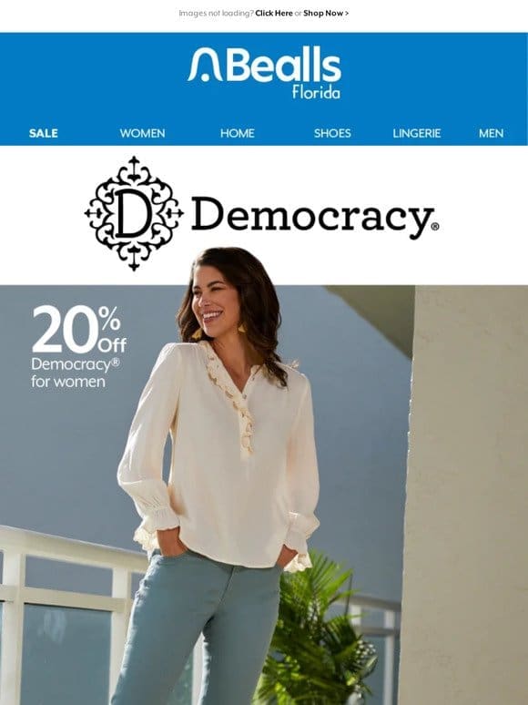 Stay on trend with 20% off Democracy