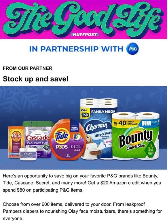 Stock up and save on essentials from P&G