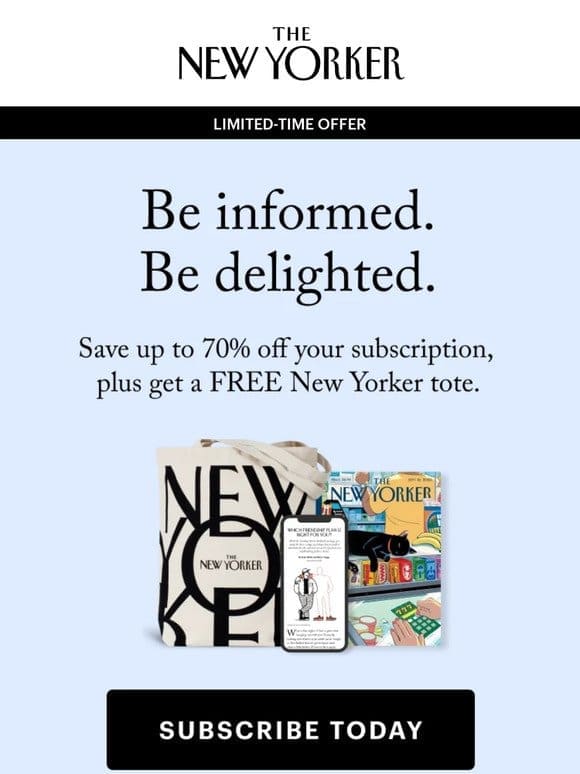 Subscribe to The New Yorker for Up to 70% Off
