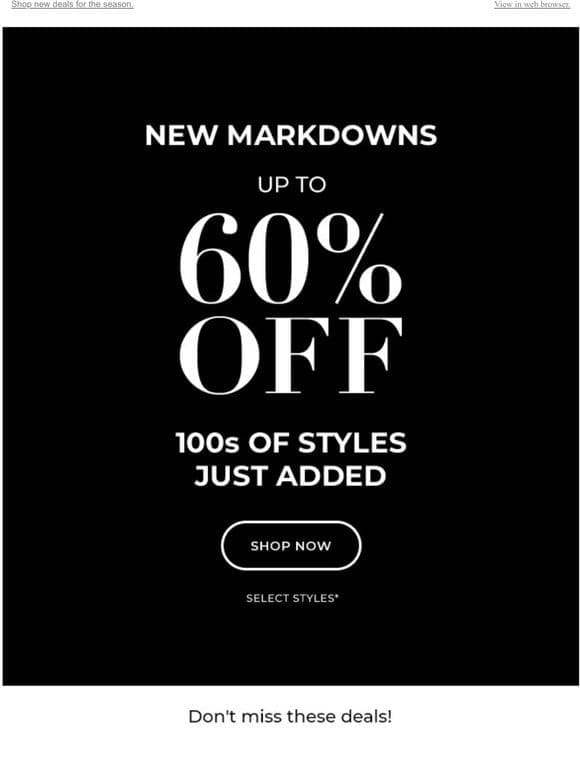 Summer’s Here… With New Markdowns!