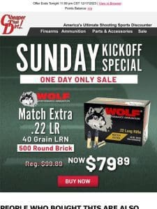 Sunday Special Savings on Match .22 LR Ammo Brick