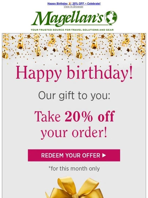 Surprise!   20% Off Just For YOU ~ Happy Birthday Month