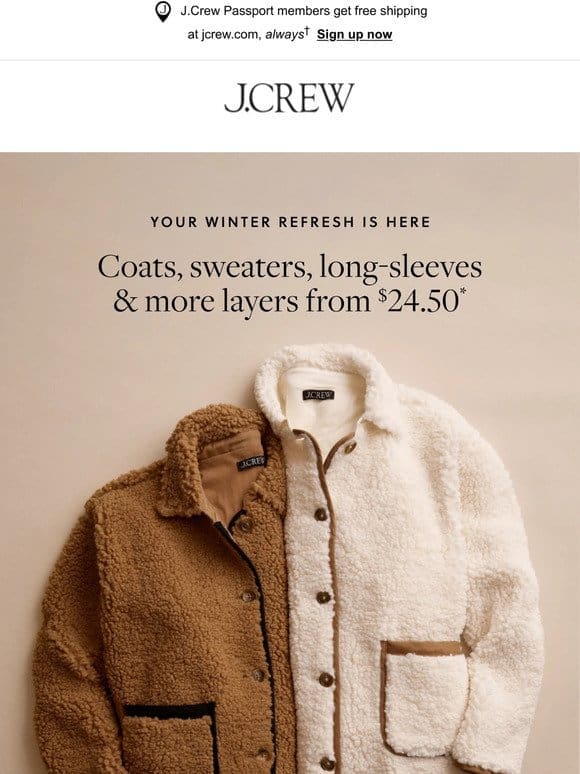 Sweaters， coats & more from $24.50 starts now…