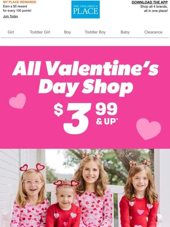 Sweet Valentine’s Day Tees ALL $3.99 & Up!