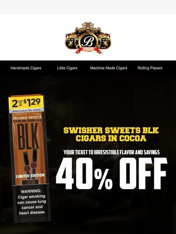 Swisher Sweets BLK Cigars in Cocoa， now 40% OFF!
