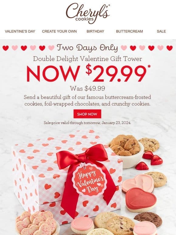 Swoon! Just $29.99 for a Double Delight Valentine Gift Tower.