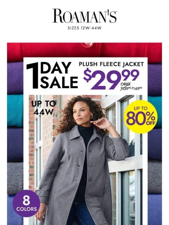TODAY ONLY: This Plush Fleece Jacket is NOW $29.99