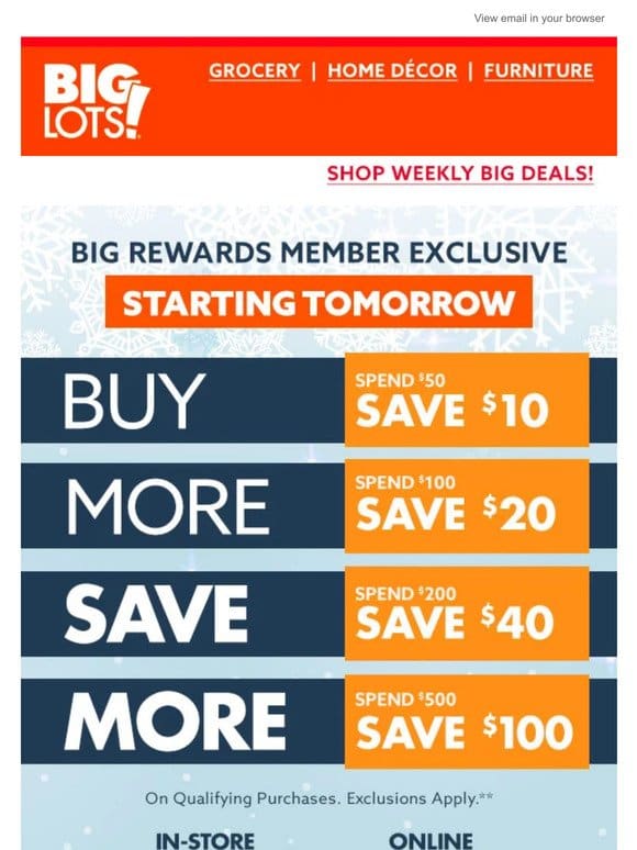 TOMORROW: Buy MORE， Save MORE (up to $100 off!) thru January 14!
