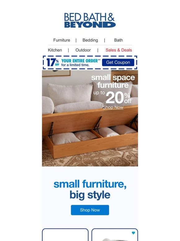 Take Up To 20% Off Big Style for Small Spaces