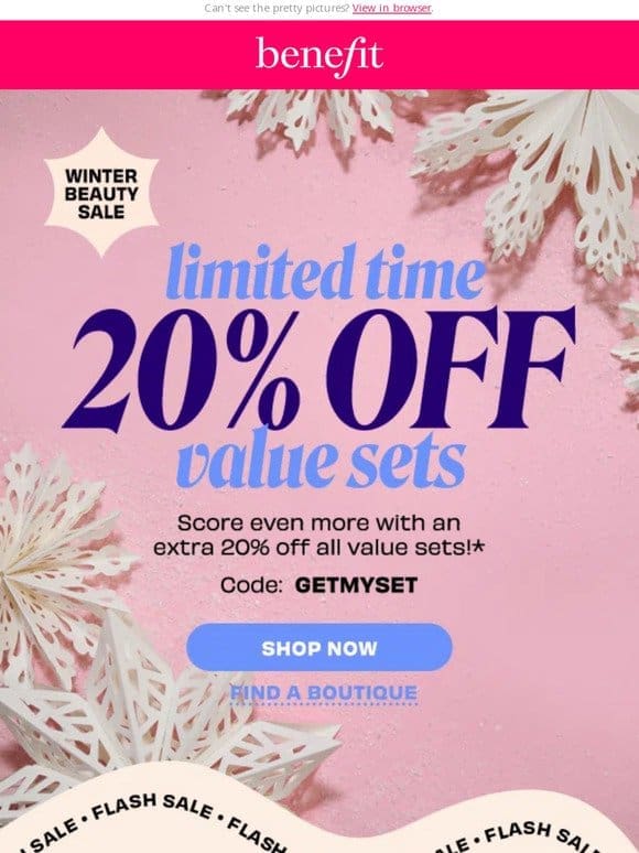 Take an extra 20% off value sets