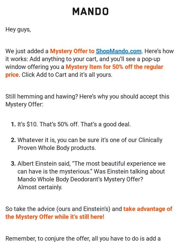 Team Mando: 3 Reasons to Claim Your Mystery Offer