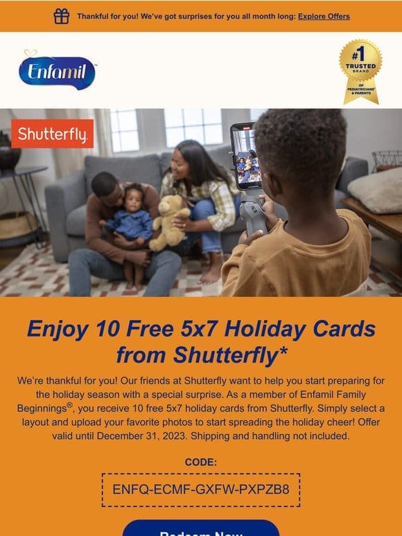 Thankful for you! Enjoy this special gift from our friends at Shutterfly.