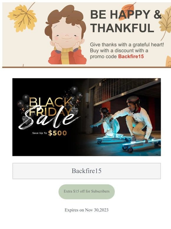 Thanksgiving Special Offer: Up to $500 Off on Backfire Electric Skateboards – Don’t Miss Out