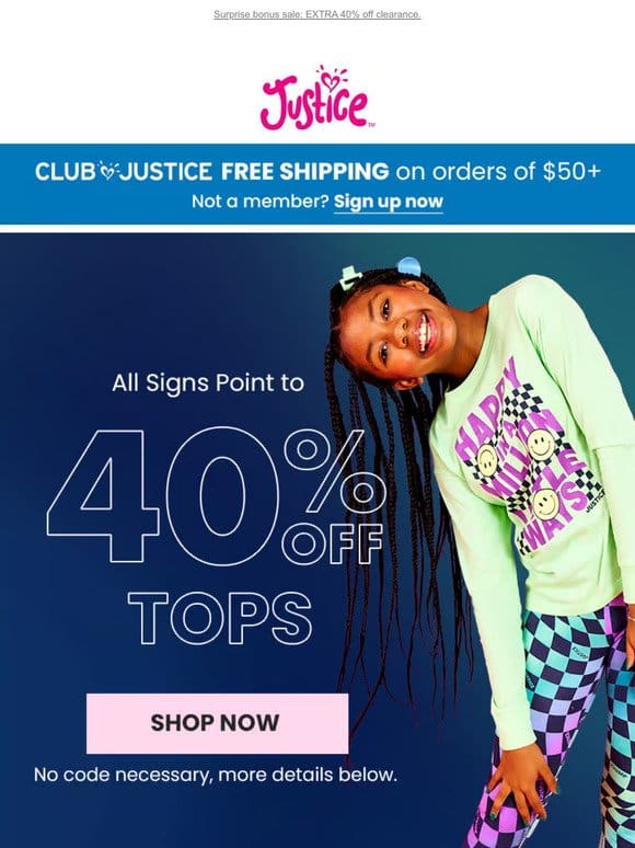 This Way to 40% Off All TOPS!