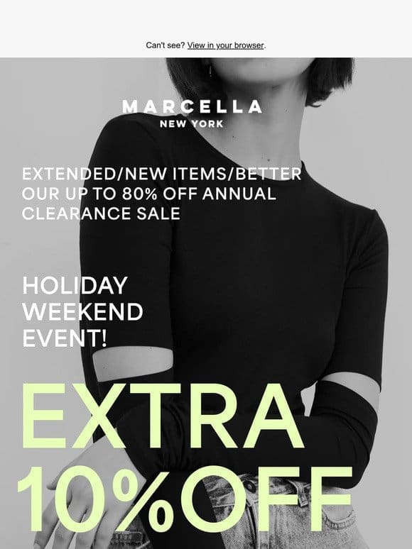 This Wknd! An EXTRA 10% OFF All Sale Items.