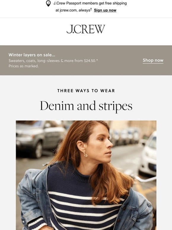 Three ways to wear denim & stripes