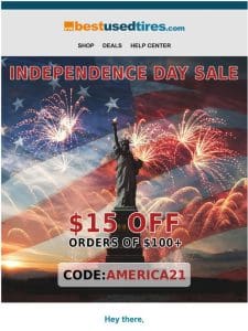 Today is the Day. $15 Off during our July 4 Sale