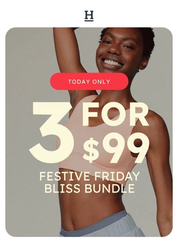 Today only: 3 Bliss Bralettes for $99